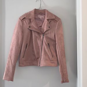 Philosophy Blush Pink Suede Moto Jacket